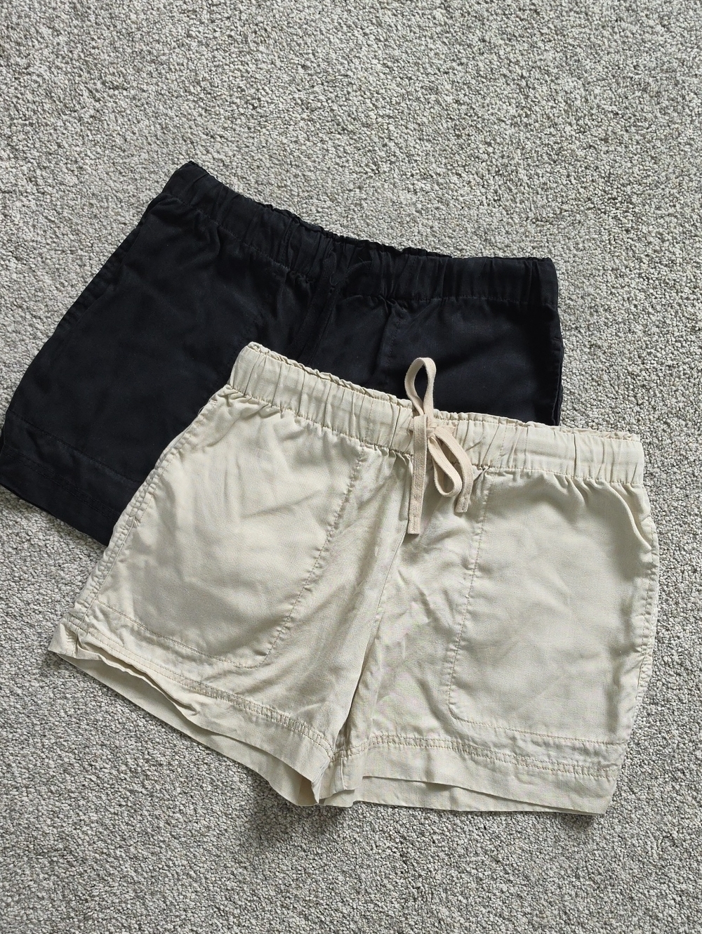 Hilary Radley Black & Cream 100% Tencel Lyocell Drawstring Shorts Duo